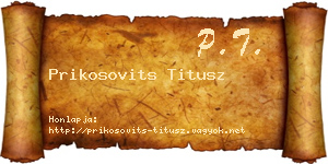 Prikosovits Titusz névjegykártya